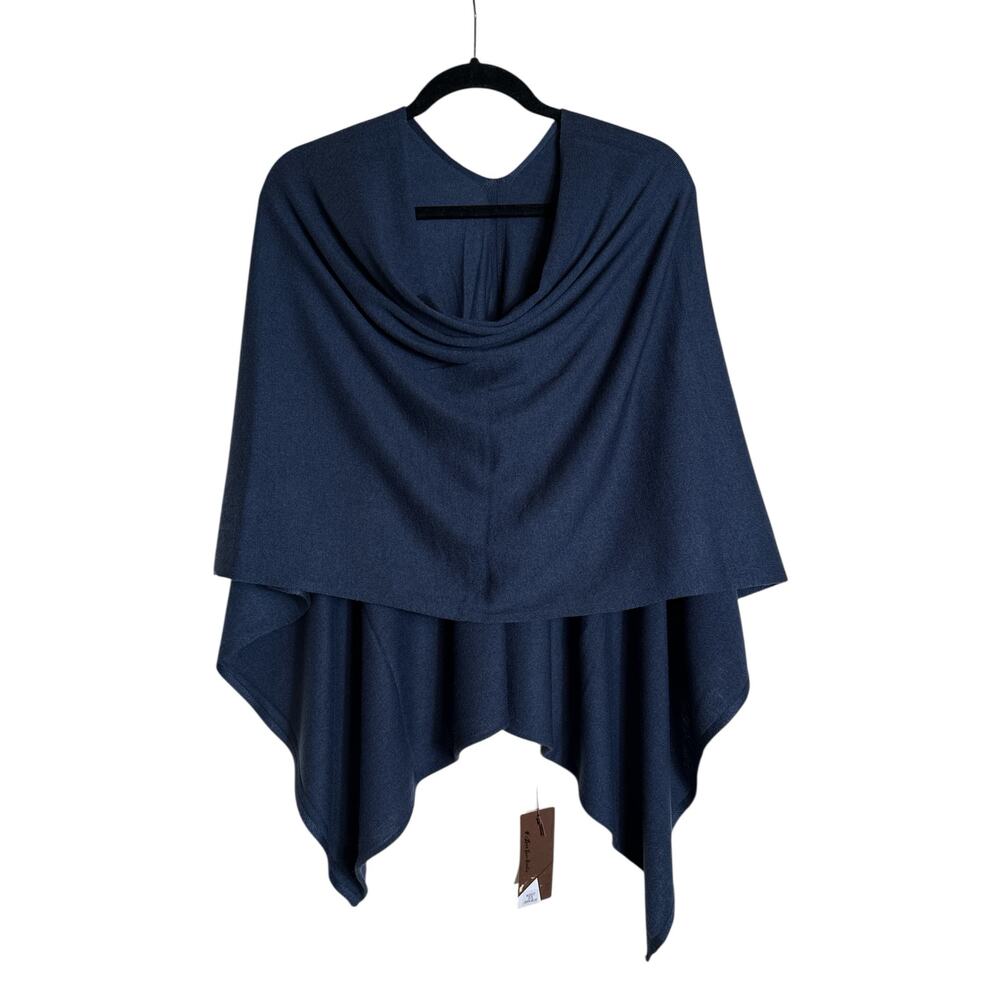 John + Jenn Kerisma Blue Jean Knit Poncho Cape One Size Nwt Lightweight Wrap — image 7 of 8